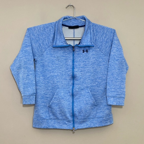UNDER ARMOUR || Women Loose Sweatshirt Jacket Full Zip Blue size Large - Picture 4 of 10